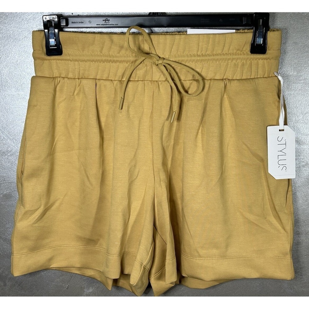 Stylus JC Penny Yellow High Rise Pull-On Short Pleated Polyester Spandex Size XL